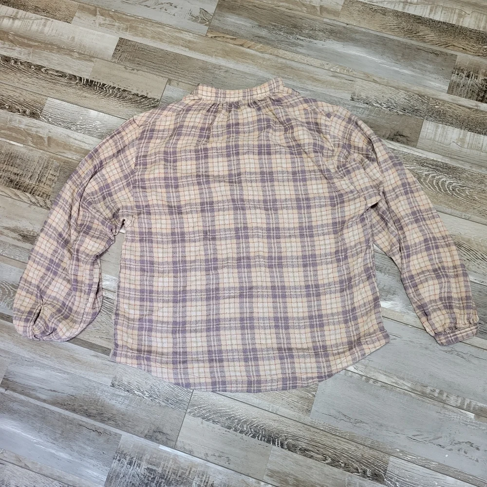 Free People Northern Bound Pullover in Beige Plaid Size XS